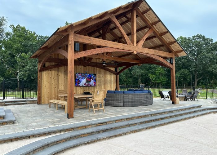 New Jersey, pavilion kit, curved collars, outdoor living, outdoor dining, outdoor entertaining, backyard living, outdoor furniture, outdoor adult space